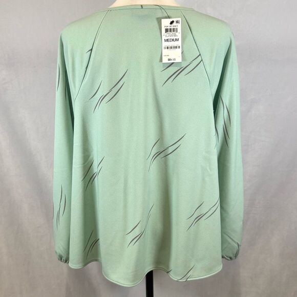 Alfani aqua mint green with wisps of gray long sleeve top size medium NWT - Picture 4 of 7